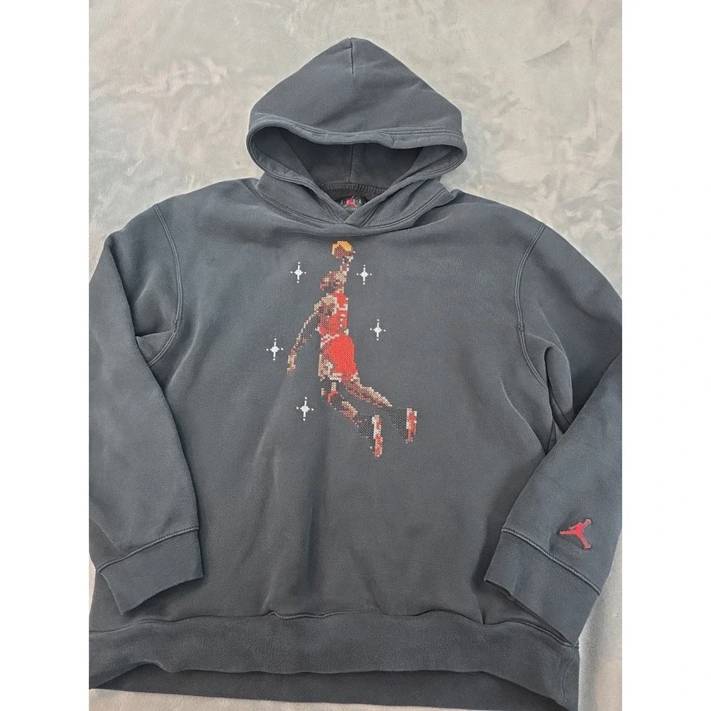 Nike Air Jordan Essentials Stitch Graphic‎ Fleece Hoodie Black DC9713-010 Large